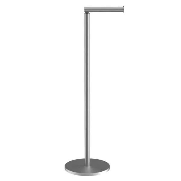 Toalettrullholder i rustfritt stål i sølv - Høyde 55 cm - Med integrert holder for reservedeler til baderom og toalett