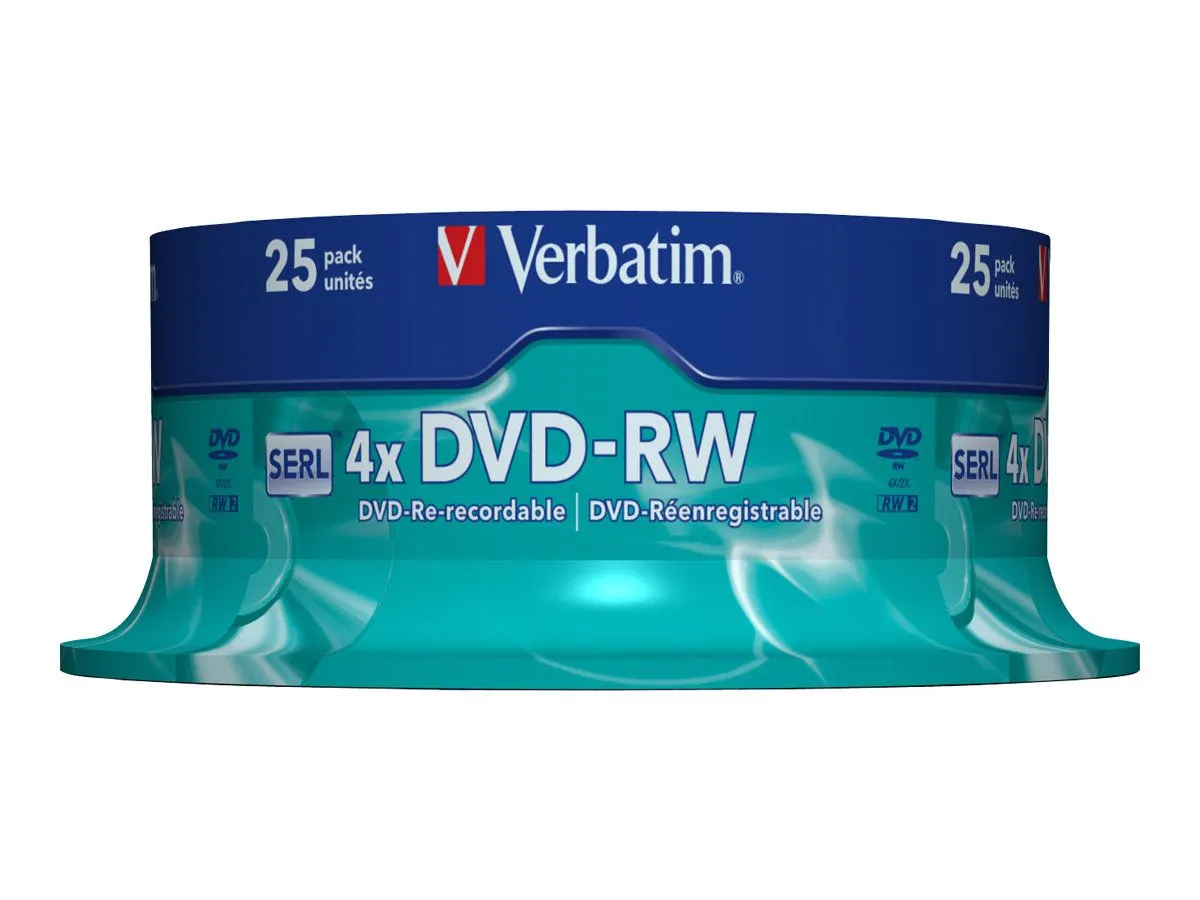 Verbatim - 25 x DVD-RW - 4.7 GB (120 min) 4x - matt sølv - spindel