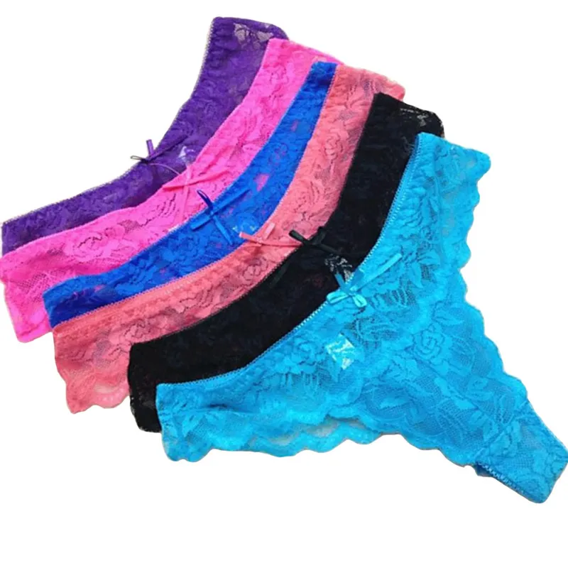 6-pakning med thongs blondetruser, 6 forskjellige farger!