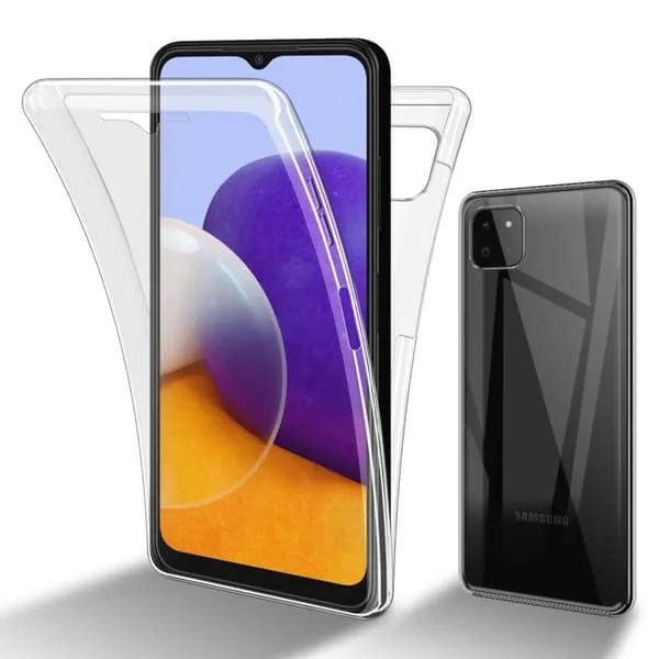 Deksel til Samsung Galaxy A22 5G 360° helkroppsbeskyttelse Silikondeksel foran og bak, allroundbeskyttelse med skjermbeskyttelse