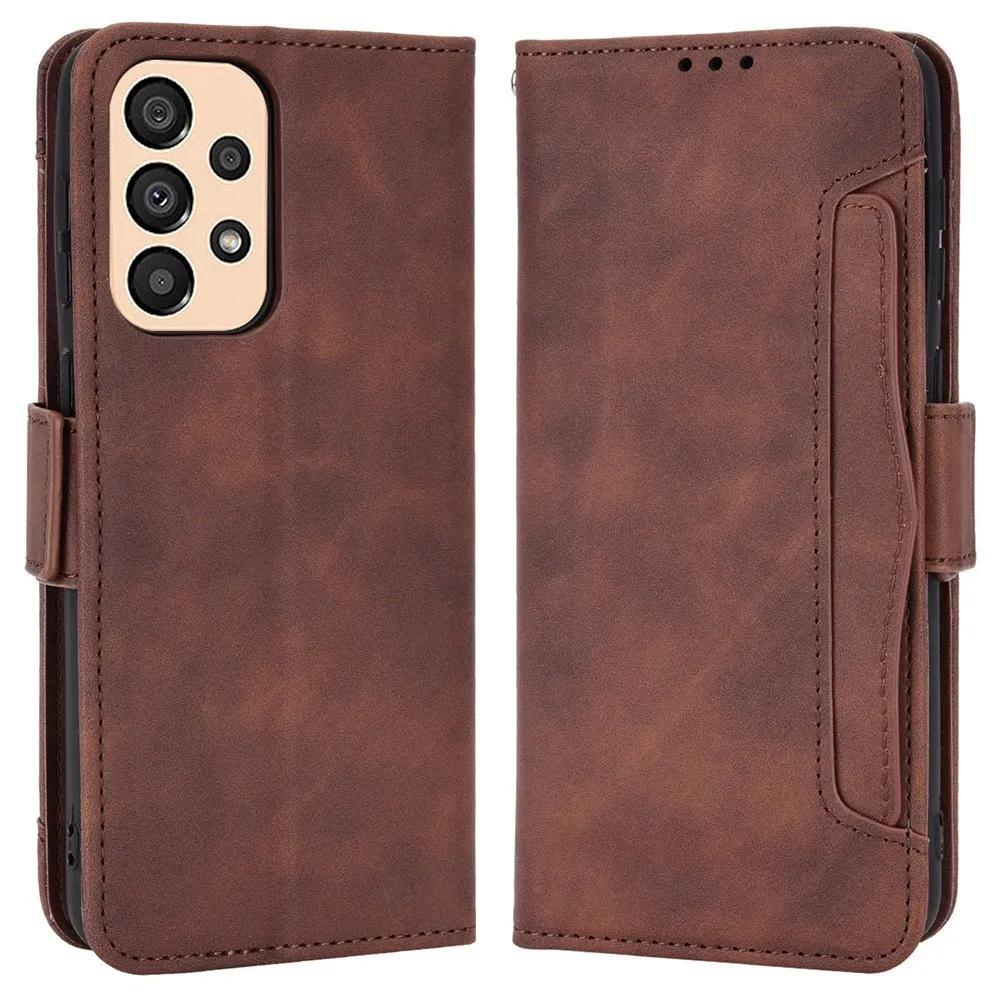 Lommebok-etui i moderne skinn-design Samsung Galaxy A33 5G - Brun