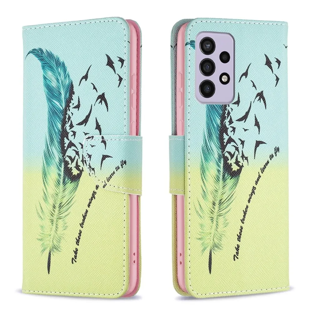 Wonderland Samsung Galaxy A33 5G Flippetui - Fjør og Fugler