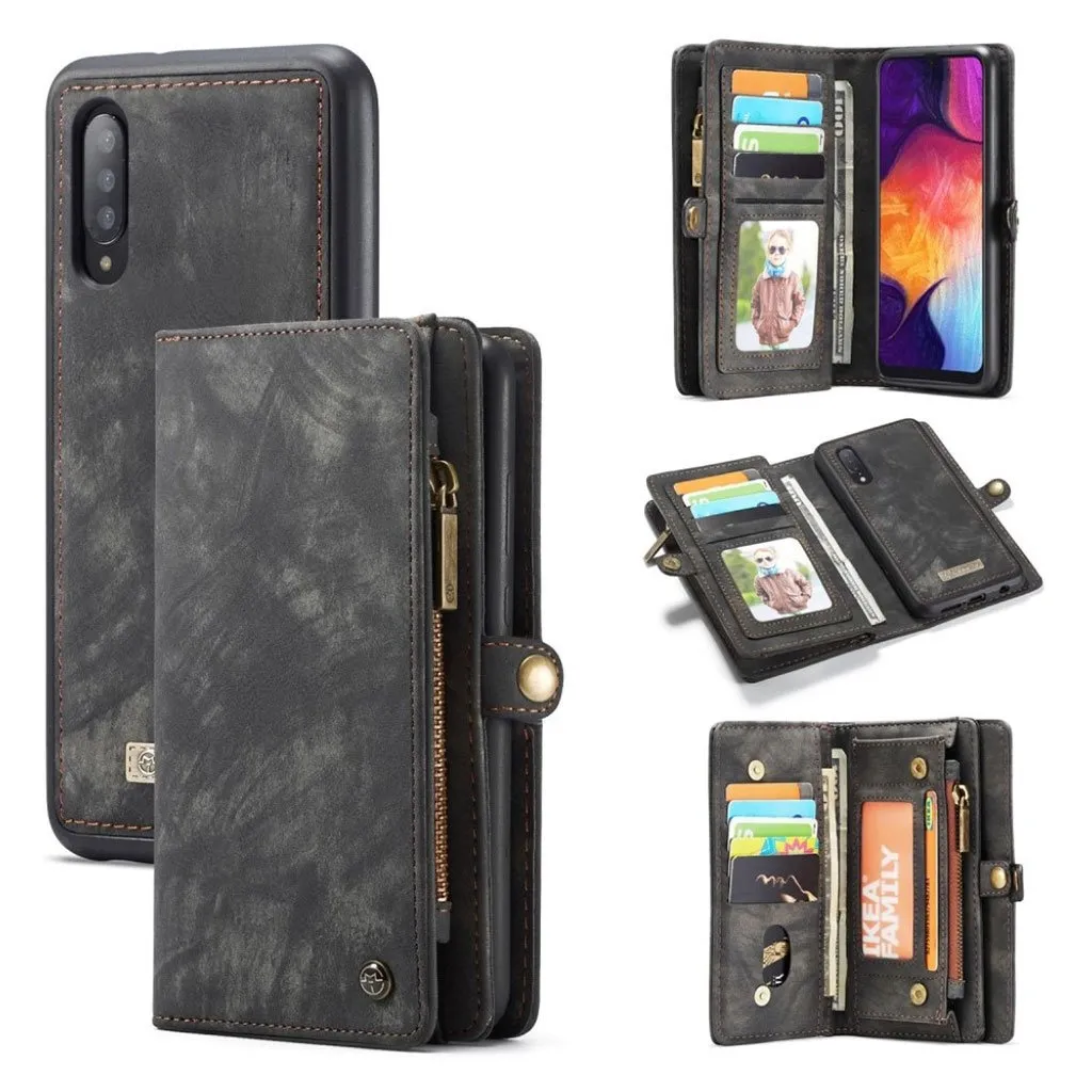 CaseMe Samsung Galaxy A50 Zipper Wallet Etui - Svart