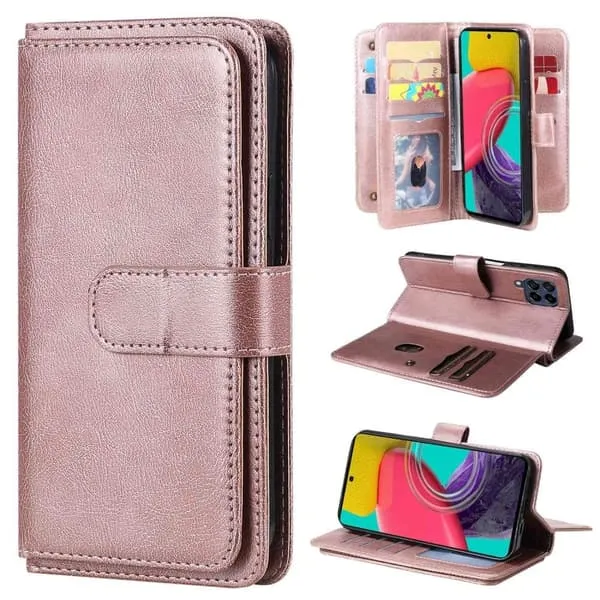 10-slot Lommebok Etui til Samsung Galaxy M53 5g - Rose Gull