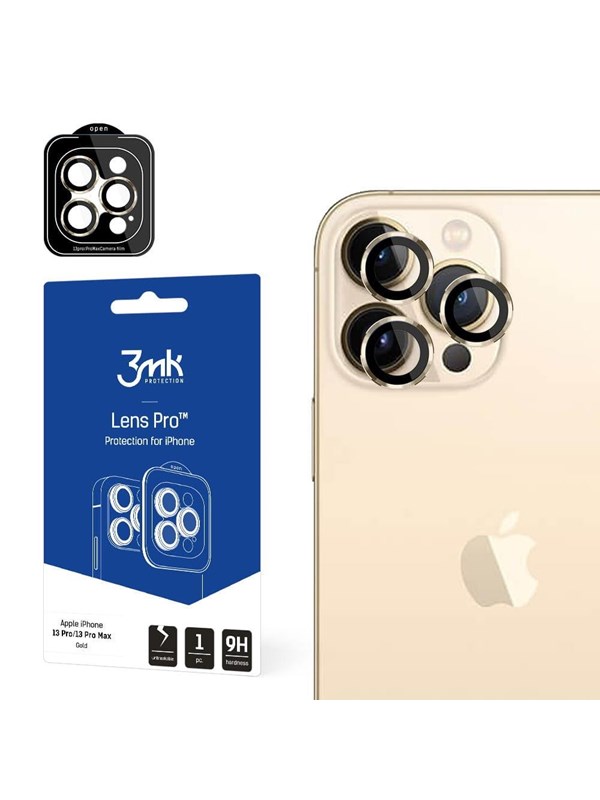 3mk iPhone 13 Pro Max / 13 Pro 9H Camera Glass for  Lens Protection Pro Series Lens - Gold