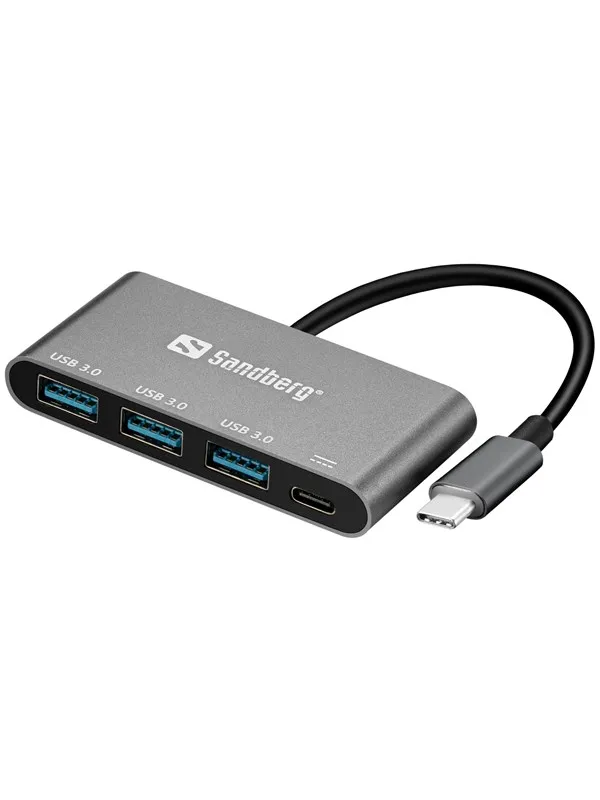 Sandberg 3-Port USB 3.0 Hub USB-hub - USB 3.0 - 4 porter - Svart