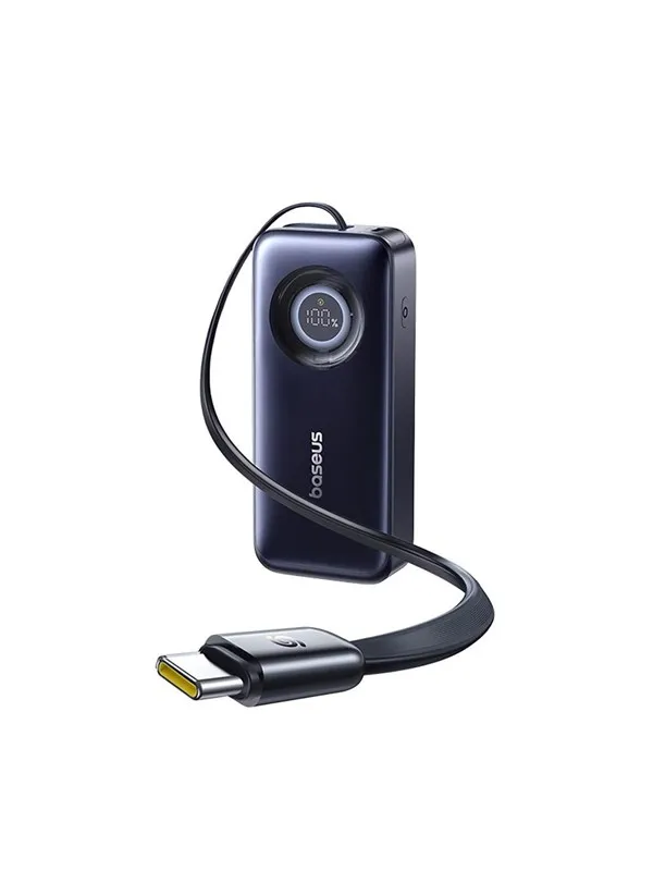 Baseus EnerCore CR11 20000mAh 67W Power Bank with Retractable USB-C Cable - Black Nødlader - 20000 mAh
