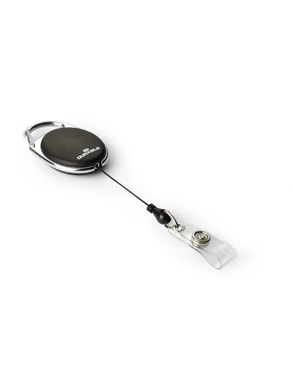 DURABLE Uttrekkbar jojo i oval form med trykknappfeste for navneskilt, passholdere osv.