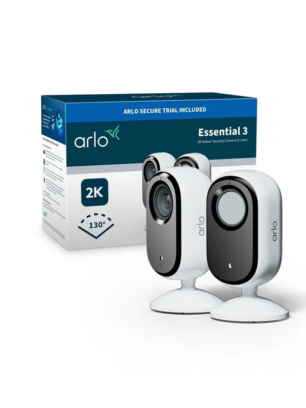 Arlo Essential 3 2K innendørskamera (2 kameraer)