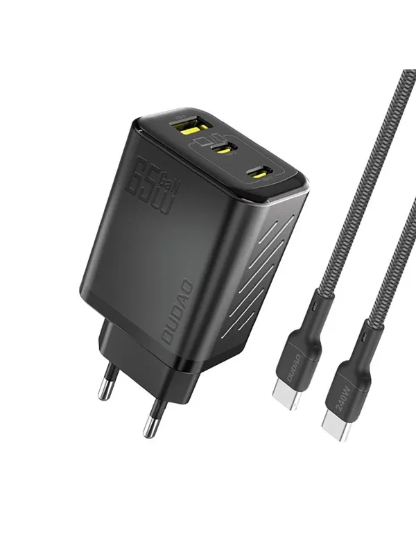 Dudao A29C 65W GaN Wall Charger + USB-C Cable - Black