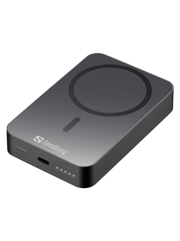 Sandberg Mag Wireless Powerbank 10000 mAh Nødlader - Grey - 10000 mAh