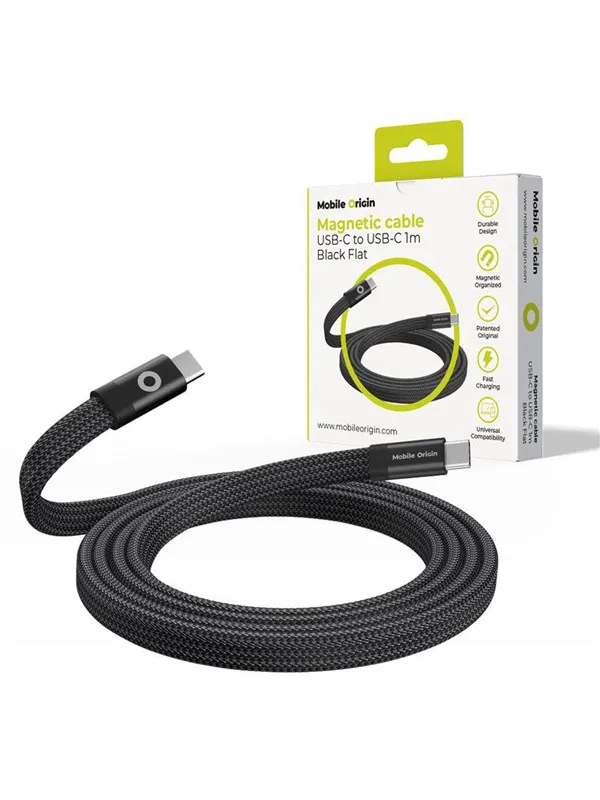 Mobile Origin Magnetic Flat Patented Original Cable USB-C to USB-C 1m - black