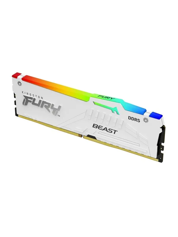 Kingston FURY Beast RGB DDR5-6000 - 16GB - CL36 - Single Channel (1 pcs) - AMD EXPO - Hvit med RGB