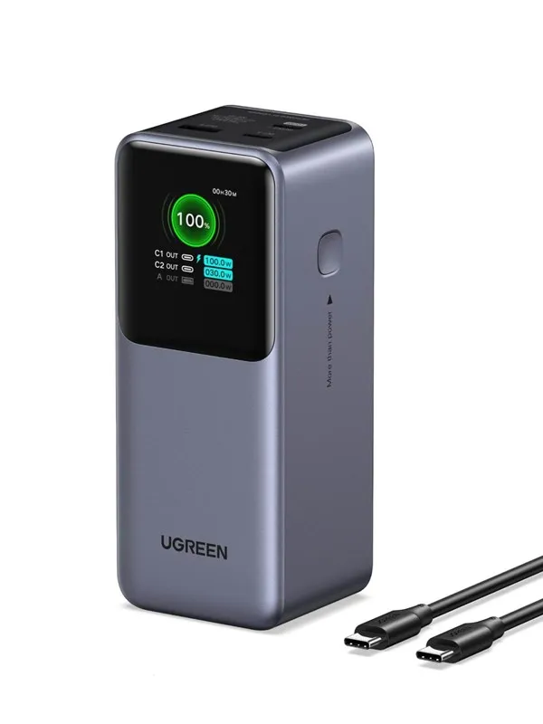 UGREEN 130W Hurtigladende Powerbank Nødlader - Grey - 20000 mAh