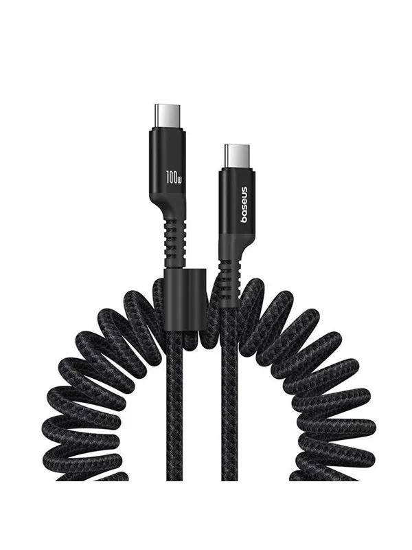 Baseus Fast Charging Cable USB-C to USB-C  Fish-Eye - 100watt - 1m coilled - Black