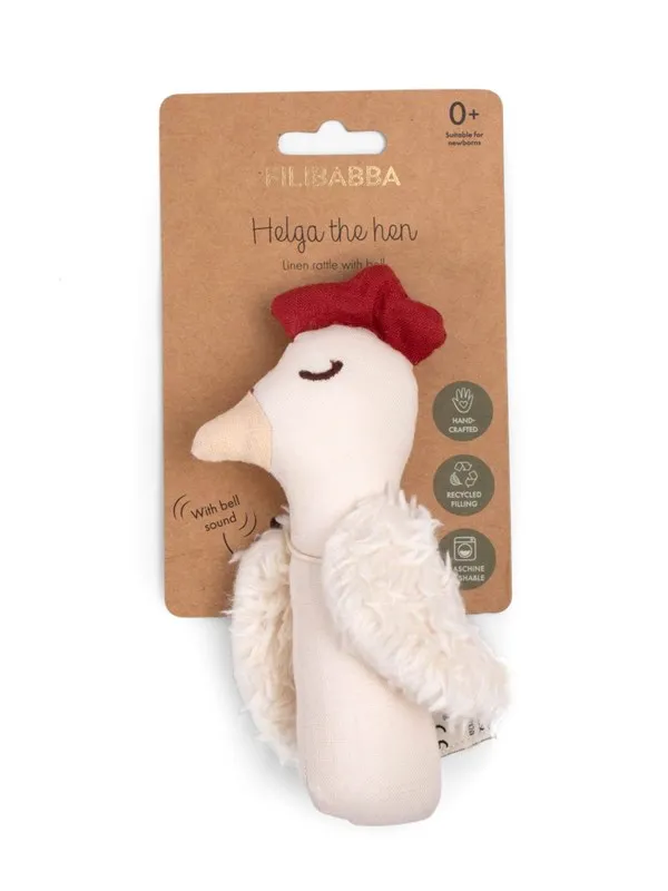 Filibabba - Linen rattle - Chicken