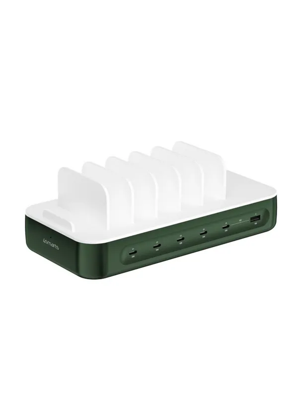 4smarts Charging station Team 100W 1x USB-A port 5x USB-C ports includes 6 cables green