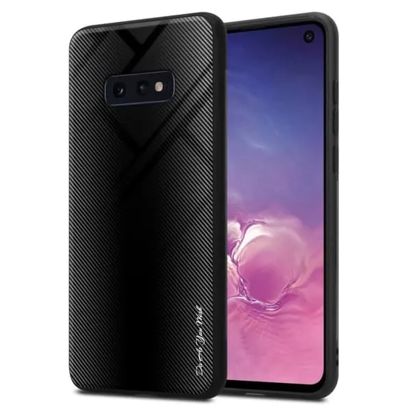 Deksel til Samsung Galaxy S10e Stripe optics Silikondeskel laget av TPU-silikon og bakside av herdet glass