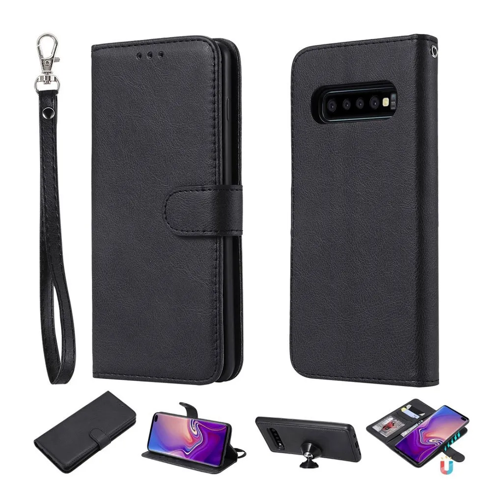 Samsung Galaxy s10 Plus Skinnetui Med Avtagbar Stropp - Svart