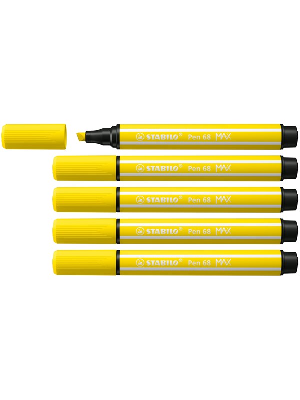 STABILO Pen 68 MAX - Felt-tip pen with thick chisel tip - lemon yellow