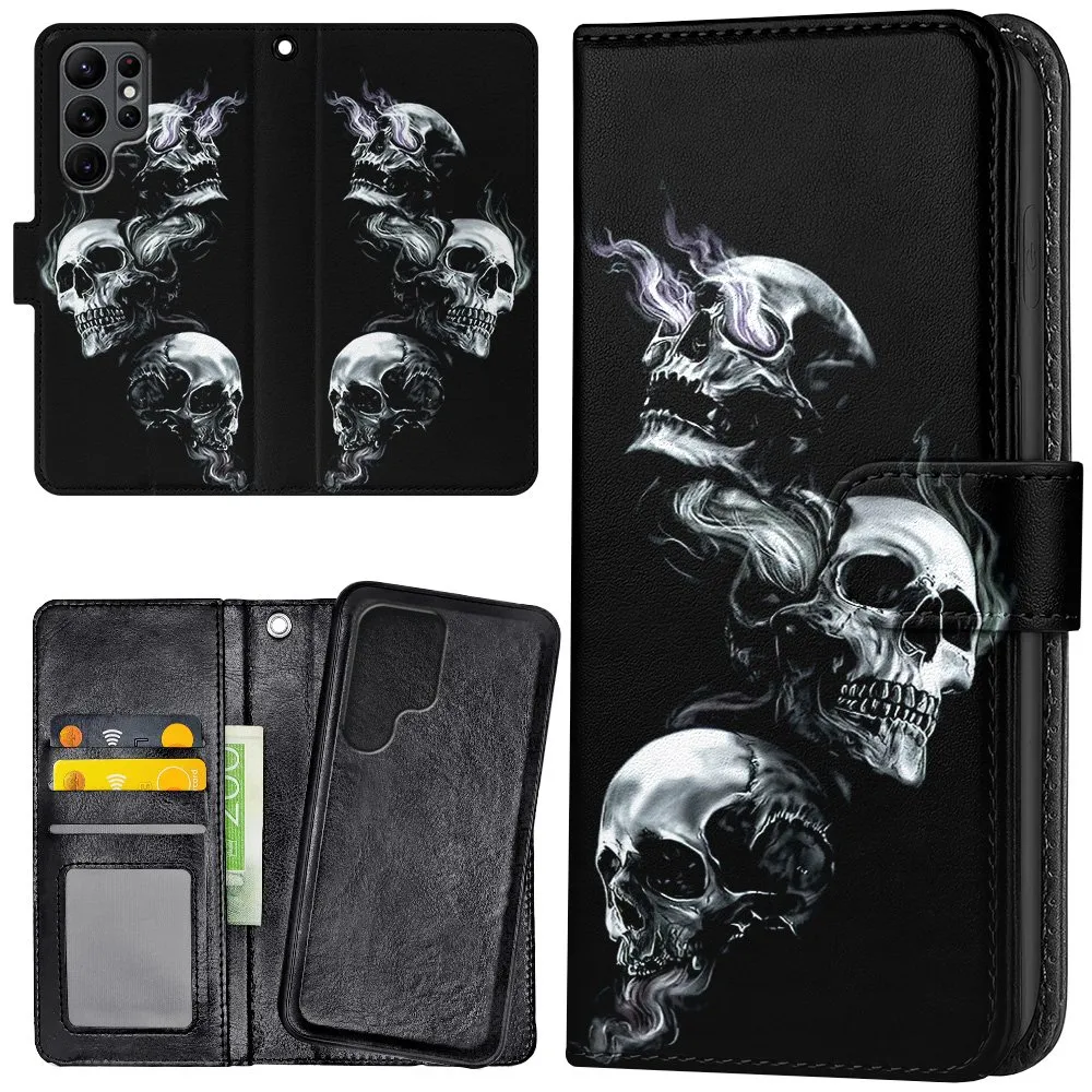 Samsung Galaxy S23 Ultra - Lommebok Deksel Skulls
