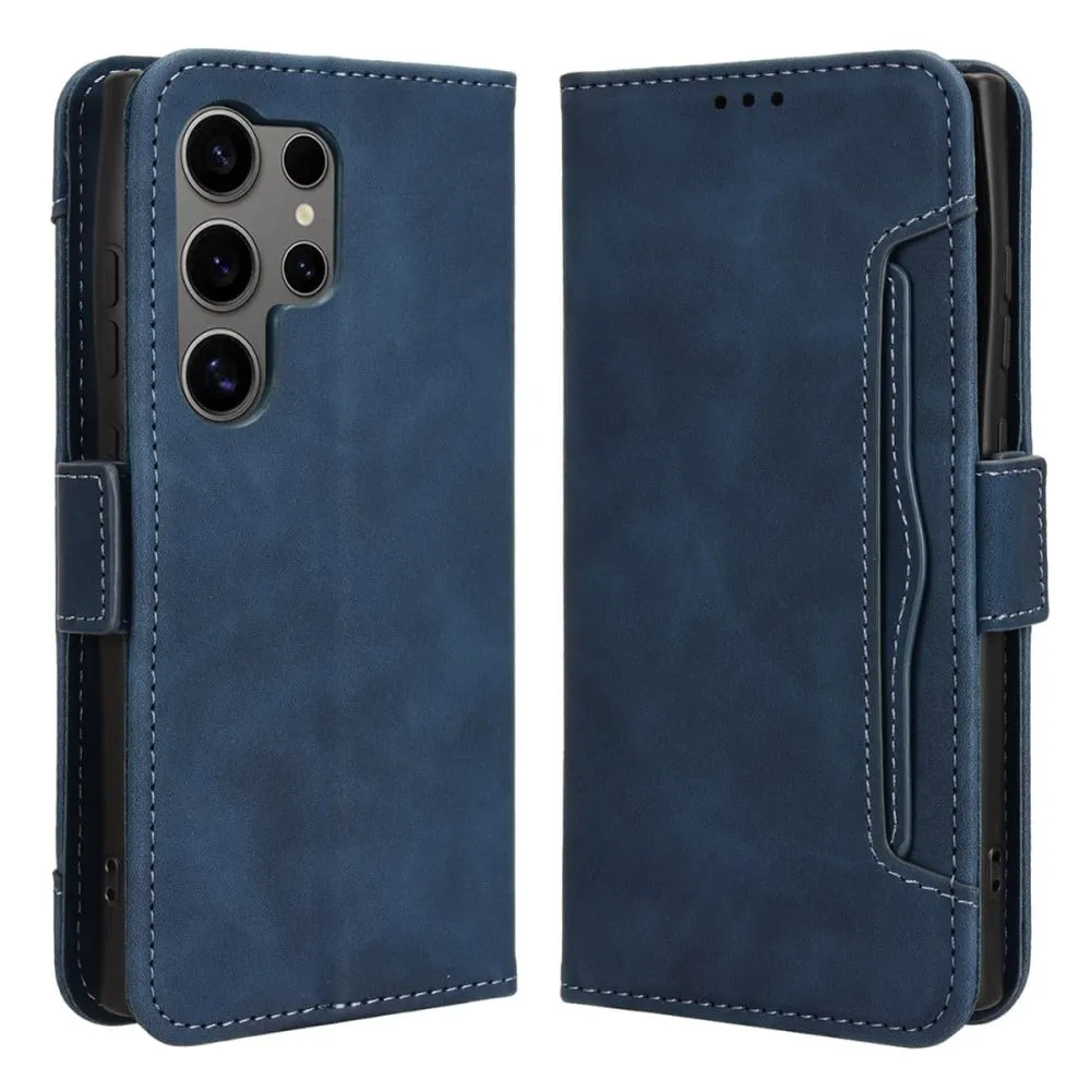 Lommebok-etui i moderne skinn-design Samsung Galaxy S24 Ultra - Blå