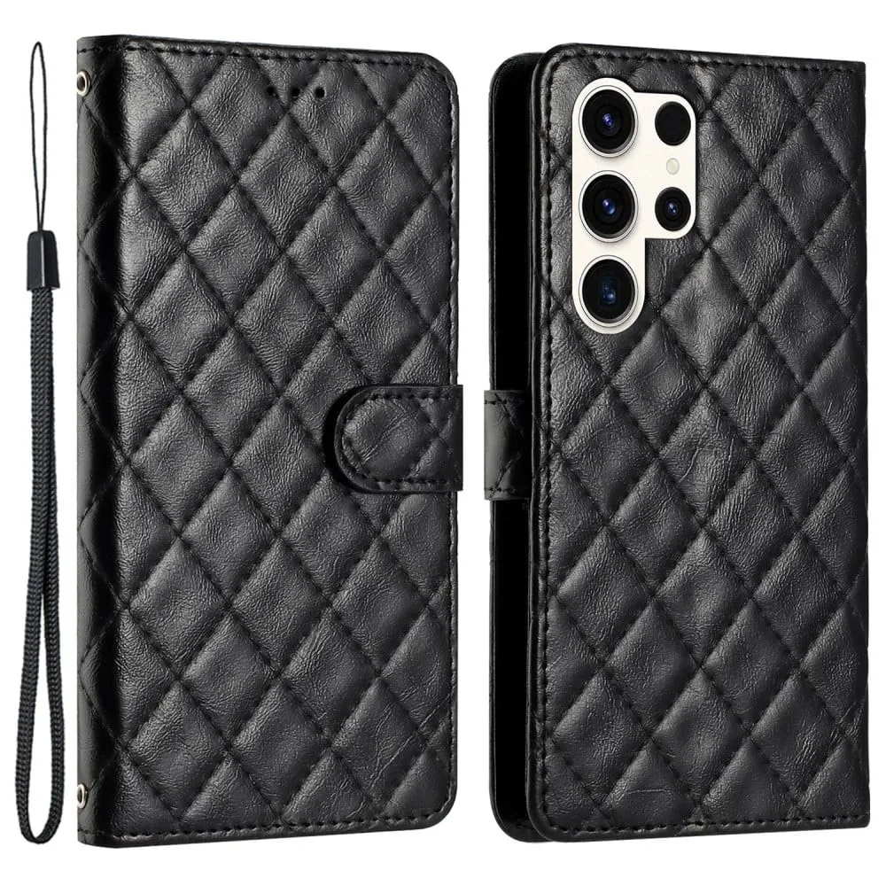 Funksjonelt rombe lommebokdeksel for Samsung Galaxy S24 Ultra - Svart