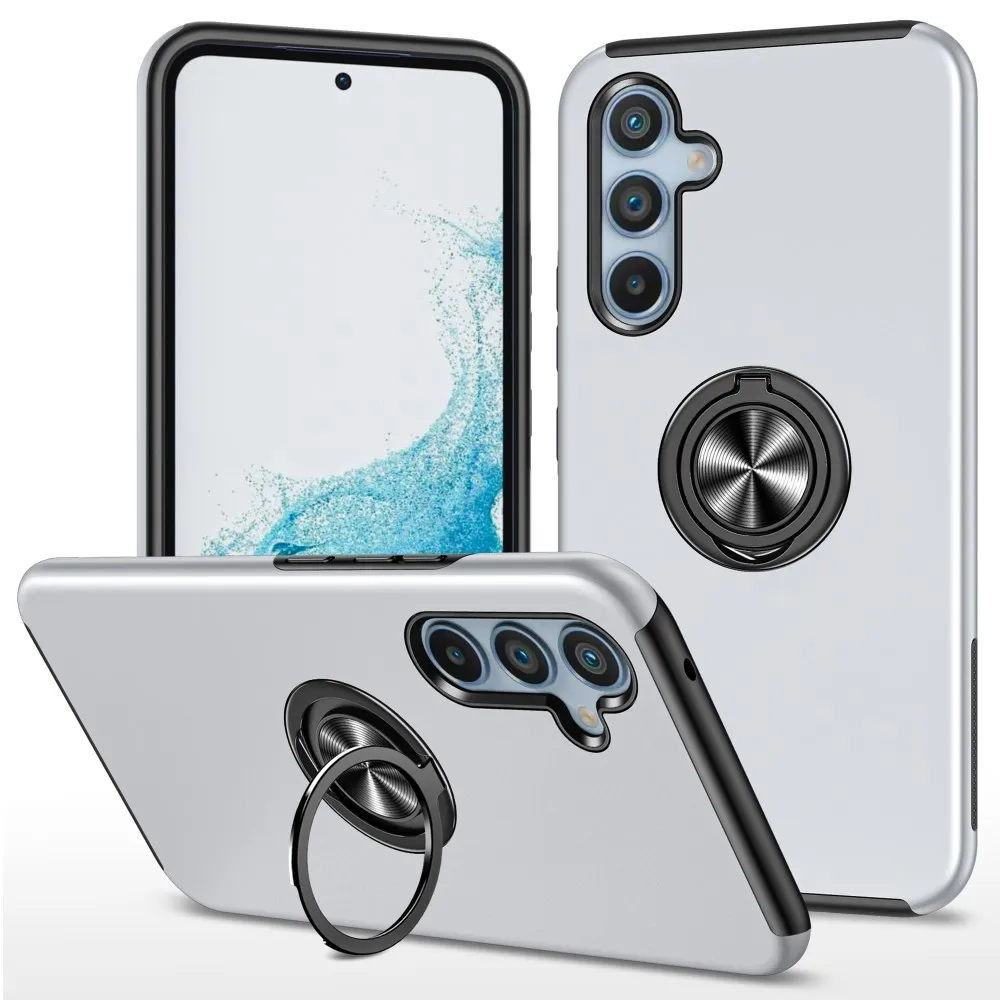 Samsung Galaxy S24+ Hybrid Deksel Med Fingerring - Sølv