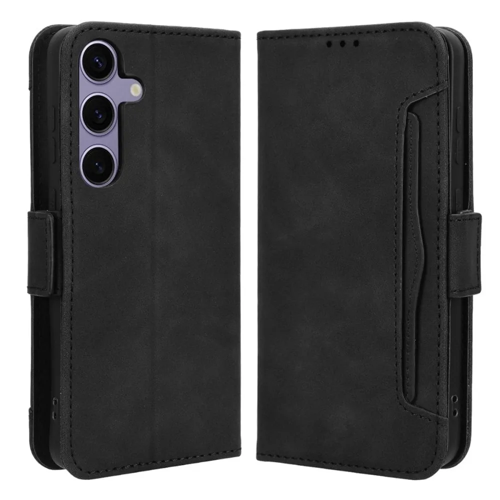 Lommebok-etui i moderne skinn-design Samsung Galaxy S25 - Svart