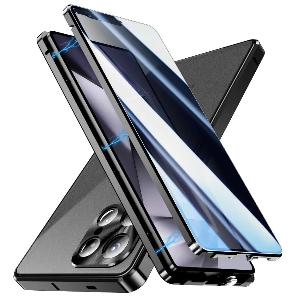Samsung Galaxy S25 Ultra Case Anti-Spy Double-Sided Tempered Glass Magnetic Phone Cover - Black