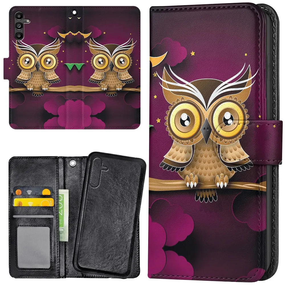 Samsung Galaxy S25 - Lommebok Deksel Lysbrun Ugle