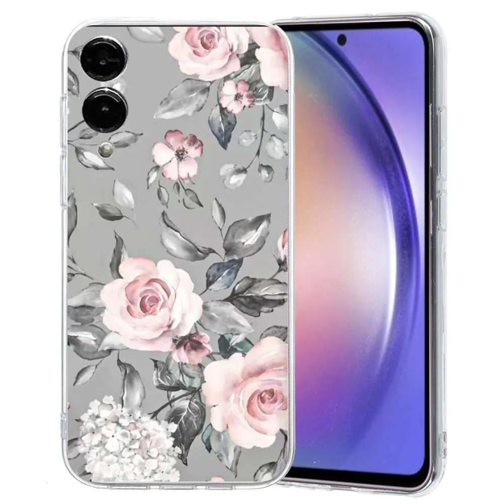Samsung Galaxy S25 Edge-etui Mykt, fleksibelt bakdeksel med mønsterutskrift - Grå Bunnen Blomster