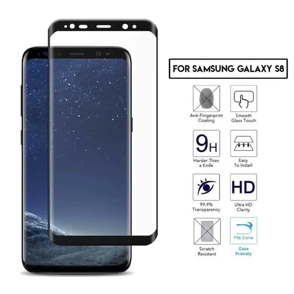 Galaxy S8 3D Curve HD Skjermbeskyttelse Karbonfiber herdet glass