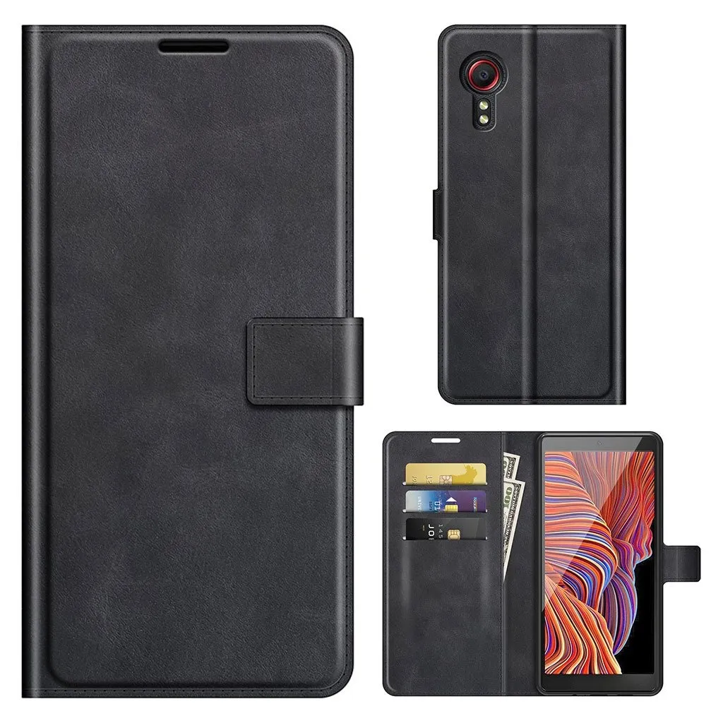 Wallet-style Lær Etui til Samsung Galaxy Xcover 5 - Svart