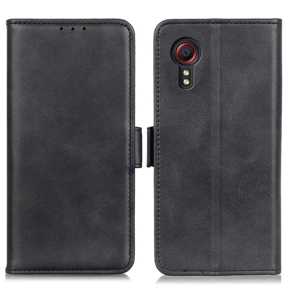 Skinn-etui i lommebok-stil for Samsung Galaxy Xcover 7 - Svart