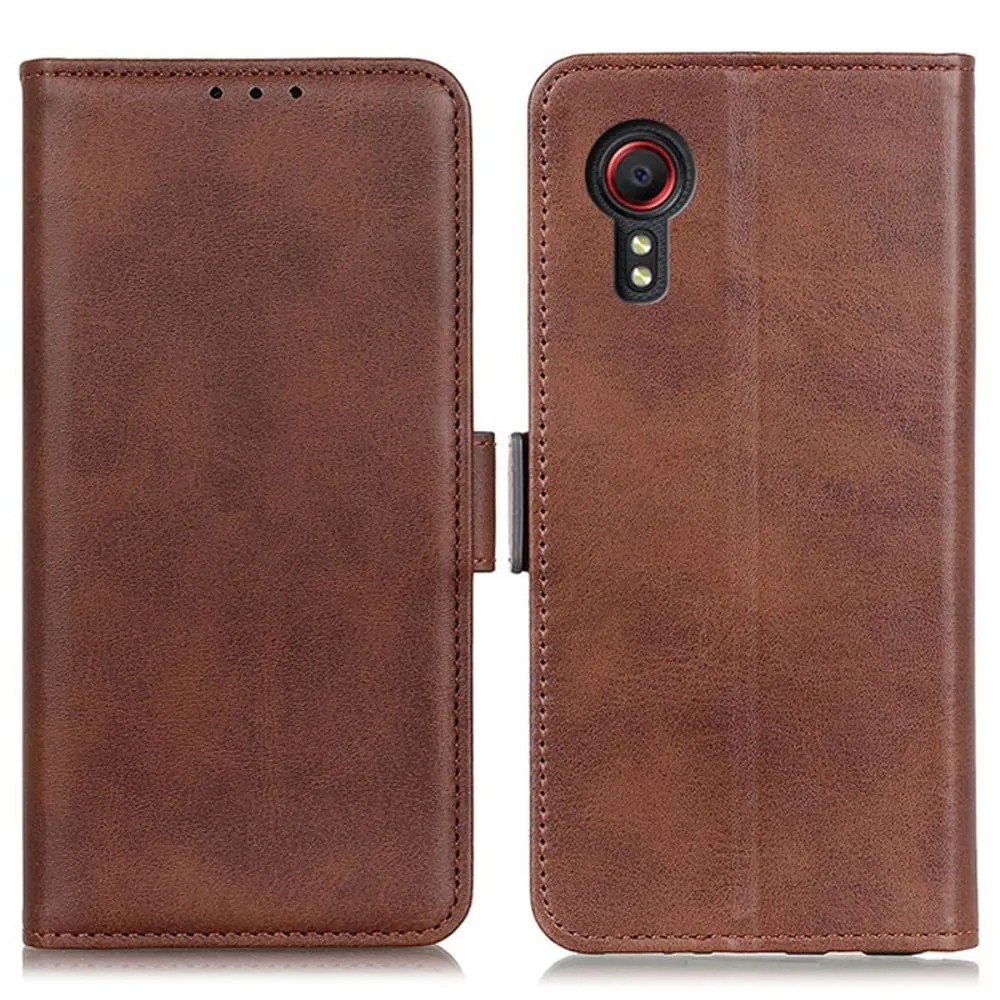 Skinn-etui i lommebok-stil for Samsung Galaxy Xcover 7 - Brun