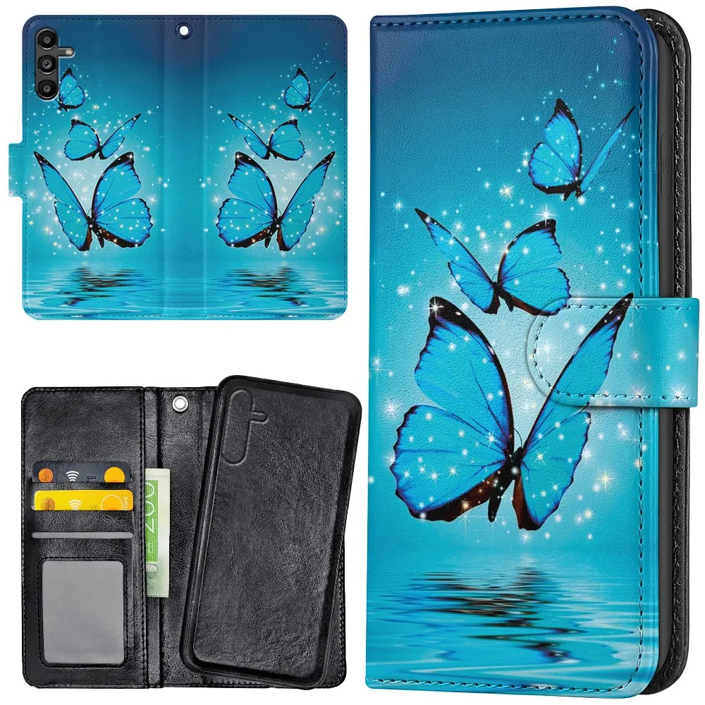 Samsung Galaxy S25 FE - Lommebok Deksel Glitrende Sommerfugler