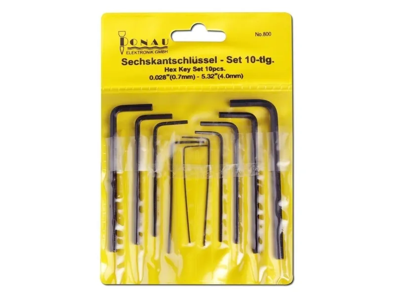 Donau Elektronik Unbrako vinkelskrujern-sett 0,028" 0,035" 0,05" 1/16" 5/64" 3/32" 7/64" 1/8" 9/64"