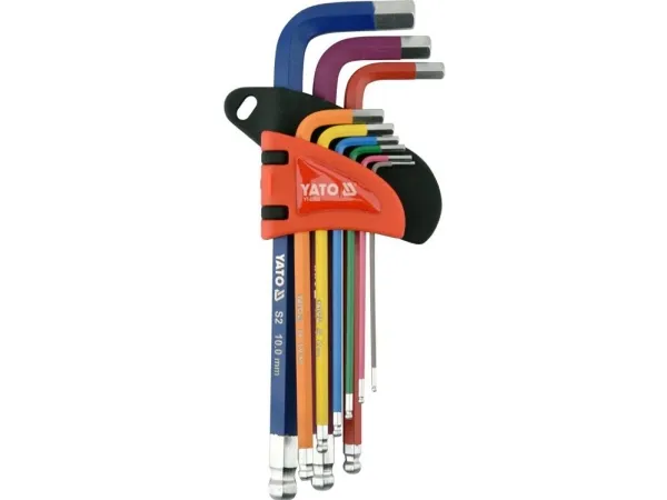 YATO PIPE ALLENØKLER 9 stk. 1,5-10 mm LANG, BALL 05632