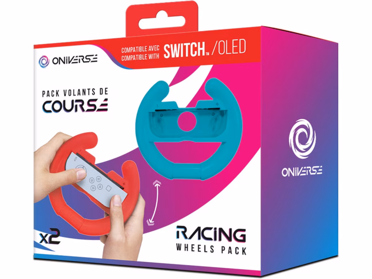 Oniverse Racing Wheel Controller Holders - Blue/Red (2-Pack) - Nintendo Switch