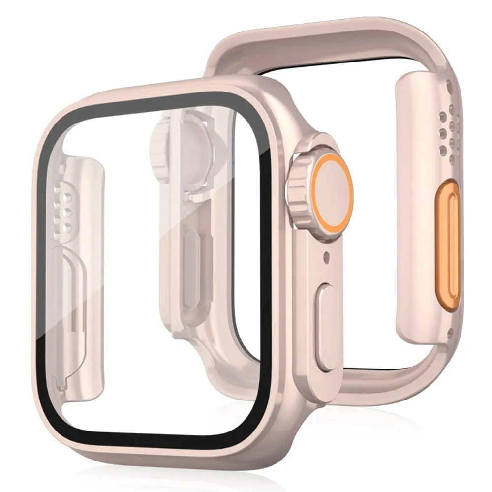 Støtsikkert urdeksel Apple Watch Series 6 5 4 SE (2022) SE (2023) SE 40 mm med film av herdet glass - Rose Gull
