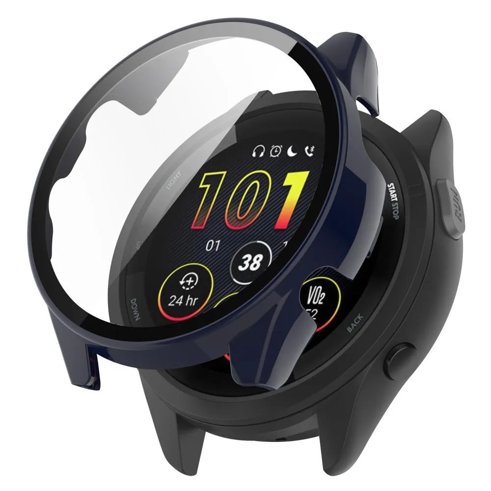 Garmin Forerunner 165 / Forerunner 165 Music Hardt støtsikkert dekselklokkeveske med skjermfilm i herdet glass - Mørkeblå