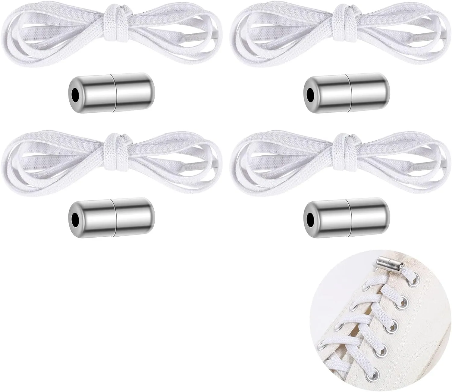 2 par hvite slipsfrie elastiske skolisser