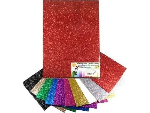 Skummikrogummi glitter 20x30cm 10 ark
