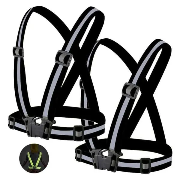 2-pack refleks vestrefleks sele for løping og sykling svart