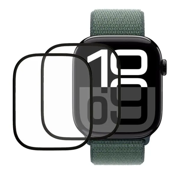 2-pakning / pakke Apple Watch Series 10 46mm Watch skjermbeskytter HD Clear Pliable Film (Black Edge) - Svart
