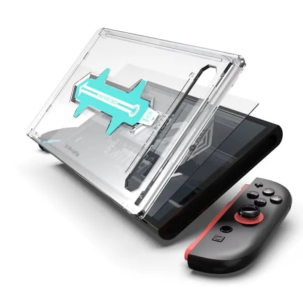 Krystallklart herdet skjermbeskyttelse for Nintendo Switch 2 – 9H ripebestandig glass med enkel, boblefri montering og applikasjonssett.