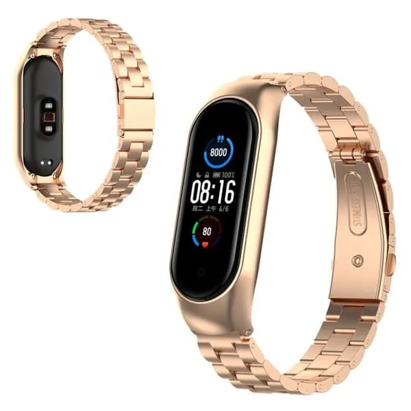 Xiaomi Mi Smart Band 6 / 5 rustfritt stål klokkebånd - Rose Gull