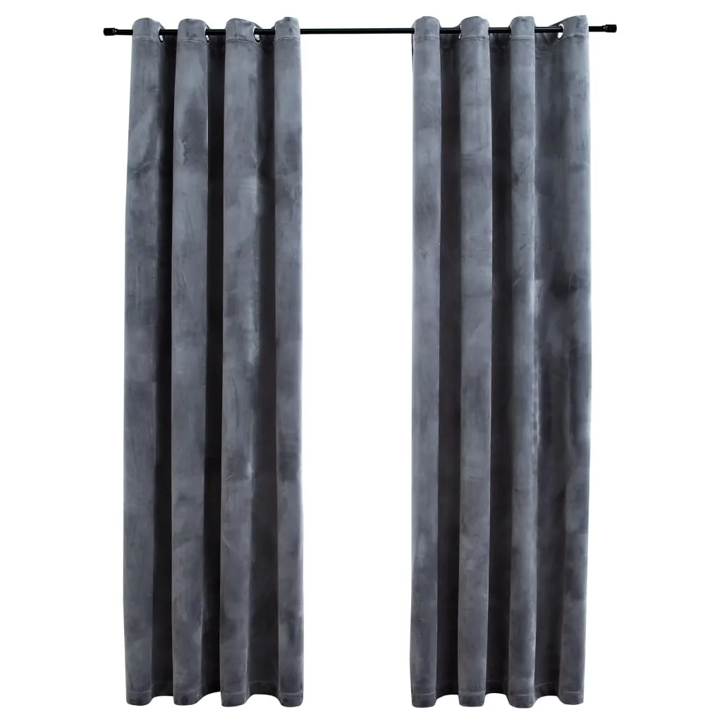 vidaXL Lystette gardiner med ringer 2 stk fløyel antrasitt 140x245 cm