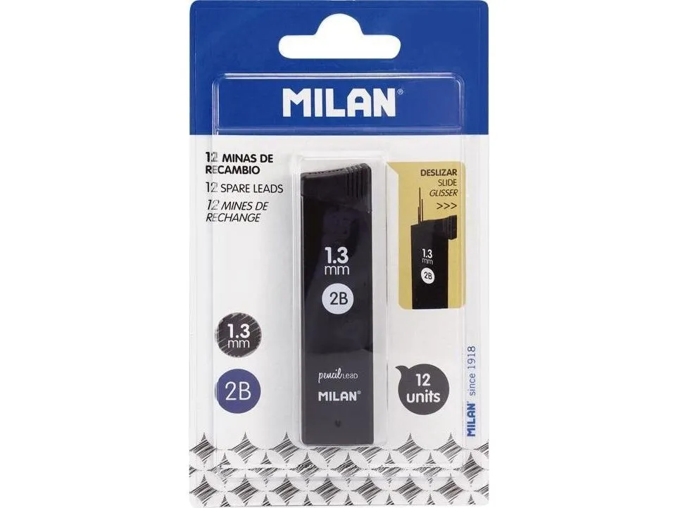Milan GRAFITY 2B 1,3 mm til automatiske blyanter MILAN, 12 stk. blister